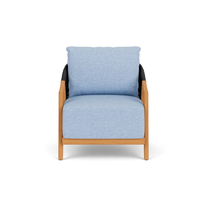 alpine lounge chair in natural teak finish with demo skyway fabric grade b