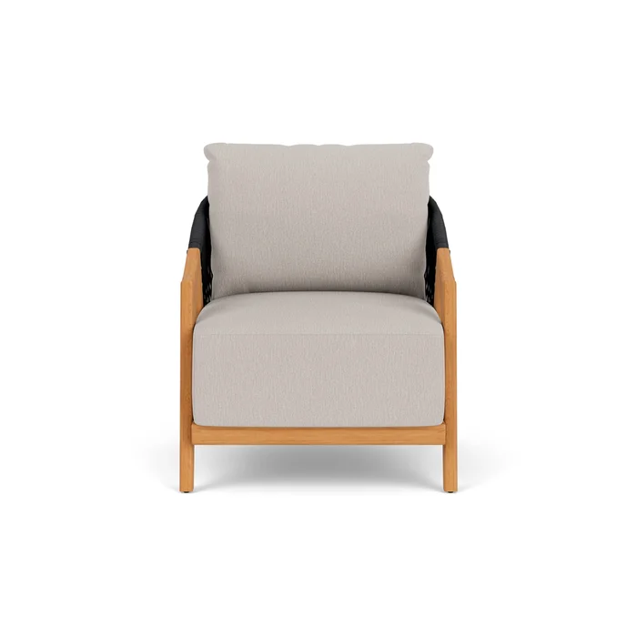 alpine lounge chair in natural teak finish with remy cloud fabric grade b