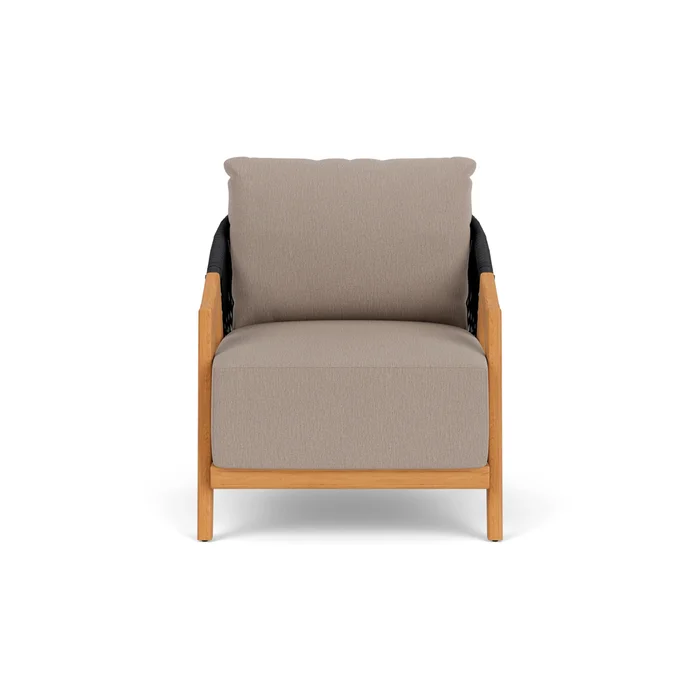 alpine lounge chair in natural teak finish with remy pebble fabric grade b