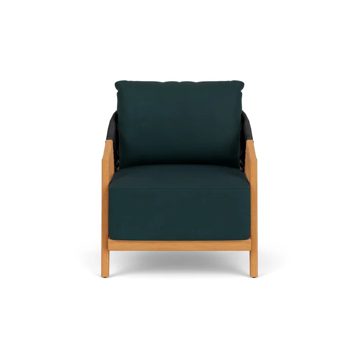 alpine lounge chair in natural teak finish with sandberg lagoon fabric grade b