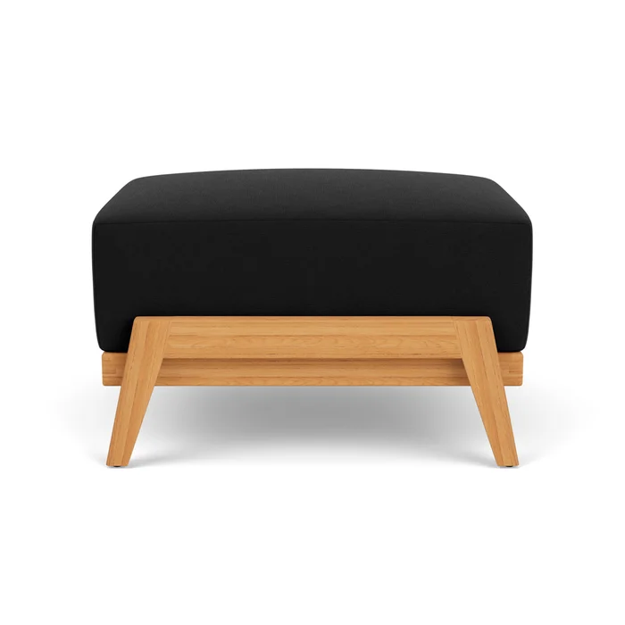 alpine ottoman in natural teak finish with canvas black fabric grade a