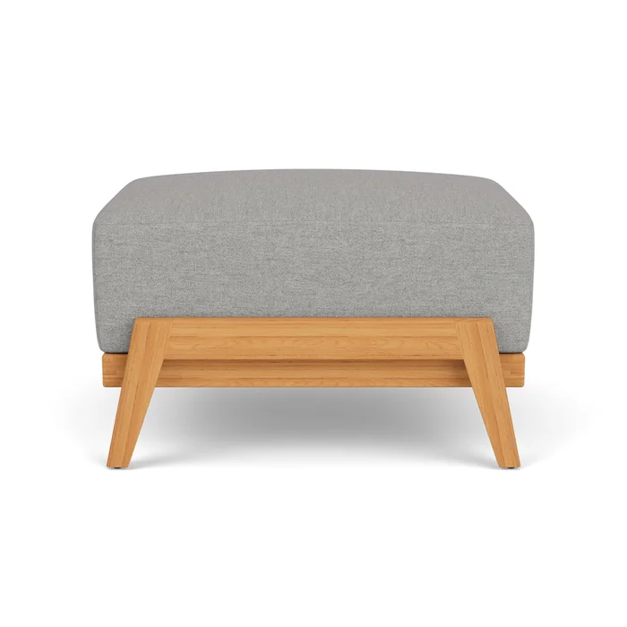 alpine ottoman in natural teak finish with demo stone fabric grade b