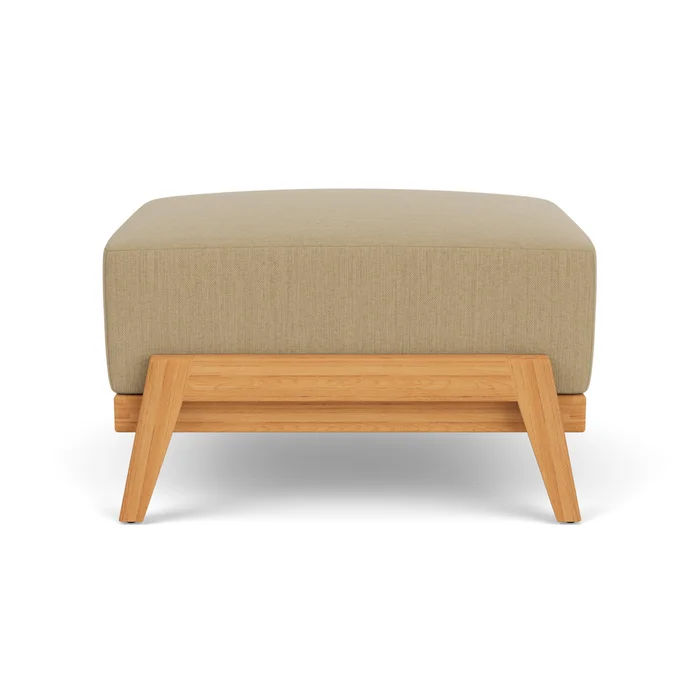 alpine ottoman in natural teak finish with loveboat saffron fabric grade a