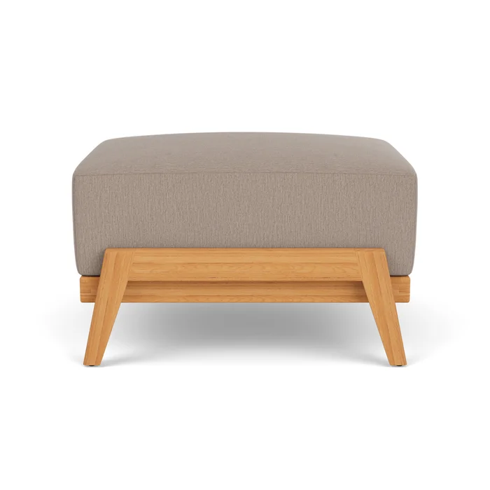 alpine ottoman in natural teak finish with remy pebble fabric grade b