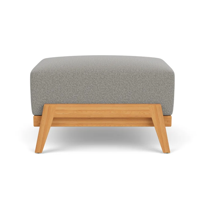 alpine ottoman in natural teak finish with rumba nickel fabric grade a
