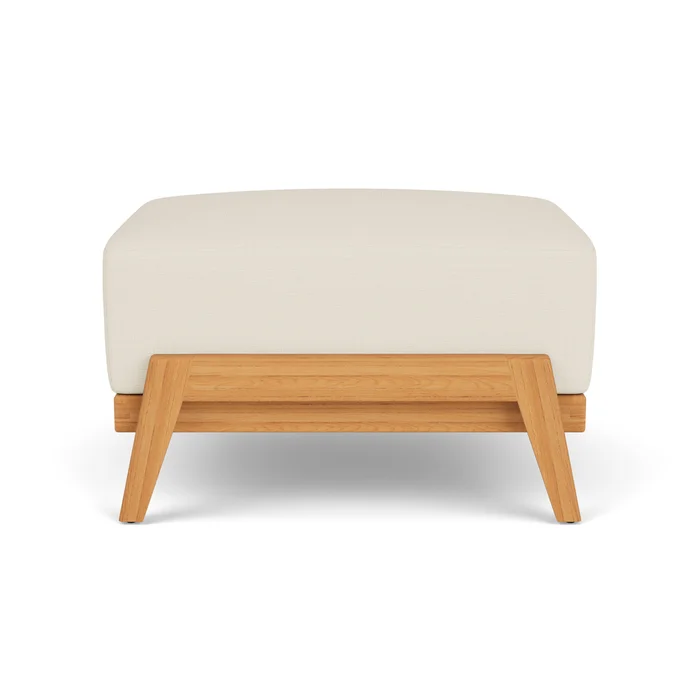 alpine ottoman in natural teak finish with sailcloth sailor fabric grade c