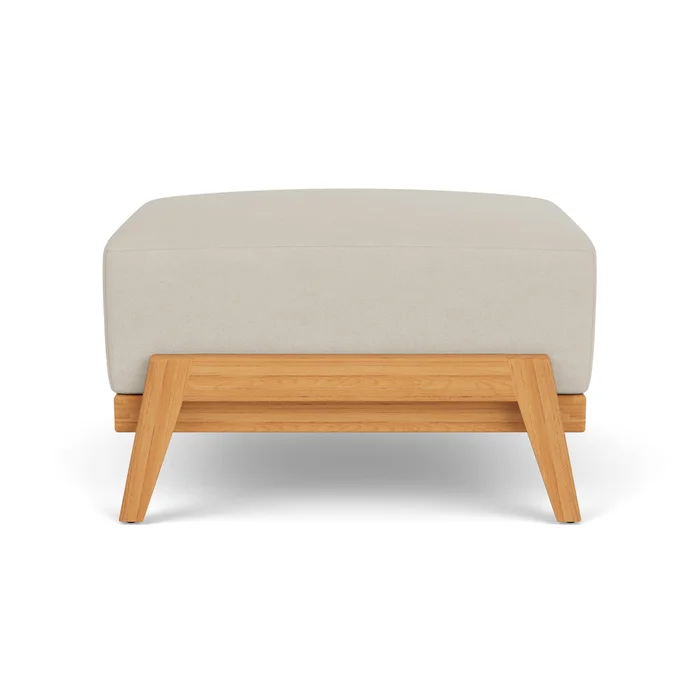 alpine ottoman in natural teak finish with sandberg flax fabric grade b