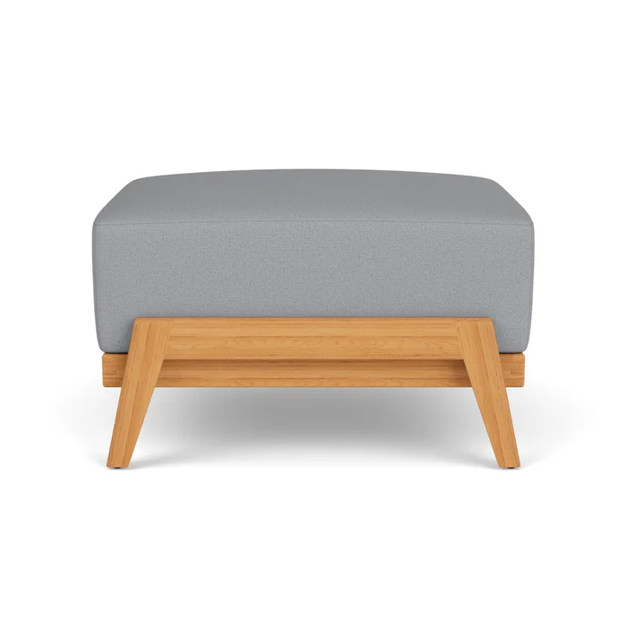 alpine ottoman in natural teak finish with sandberg pewter fabric grade b