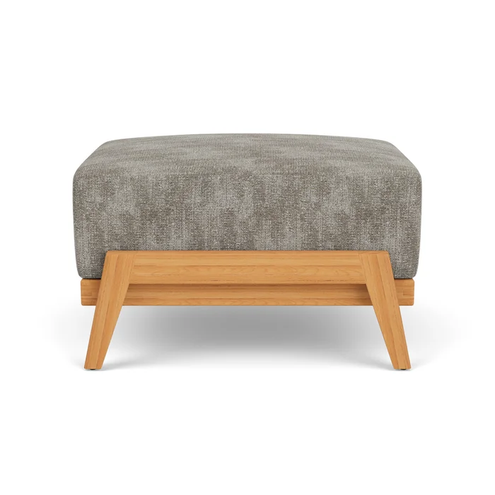 alpine ottoman in natural teak finish with surface slate fabric grade c