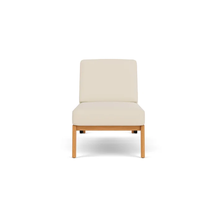 alpine pool chaise in natural teak finish with callen pearl fabric grade b