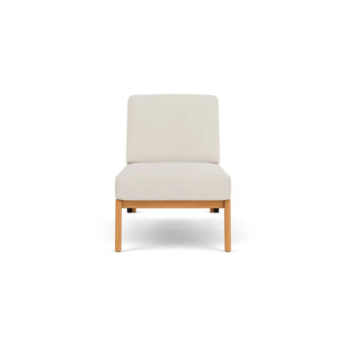 alpine pool chaise in natural teak finish with decorline natural fabric grade a