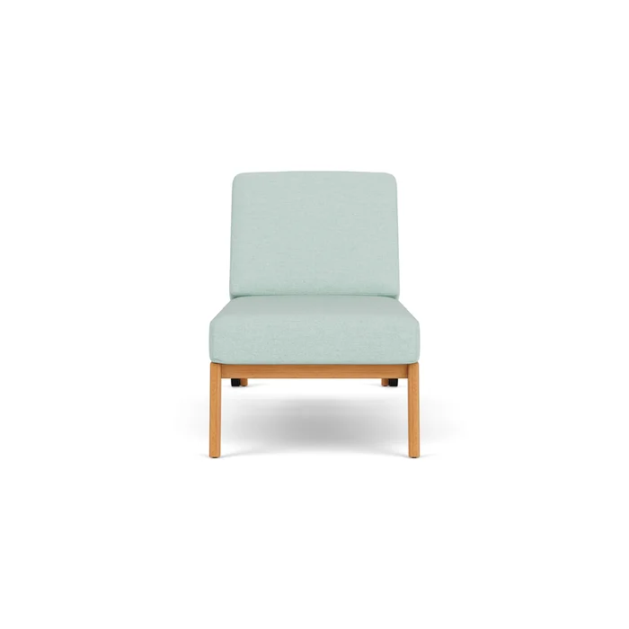 alpine pool chaise in natural teak finish with demo mist fabric grade b