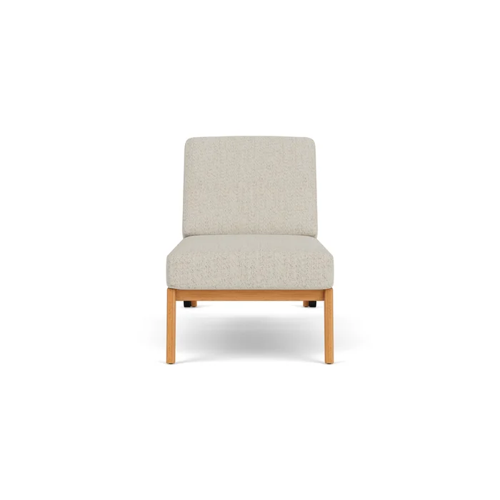 alpine pool chaise in natural teak finish with knotty mineral fabric grade c