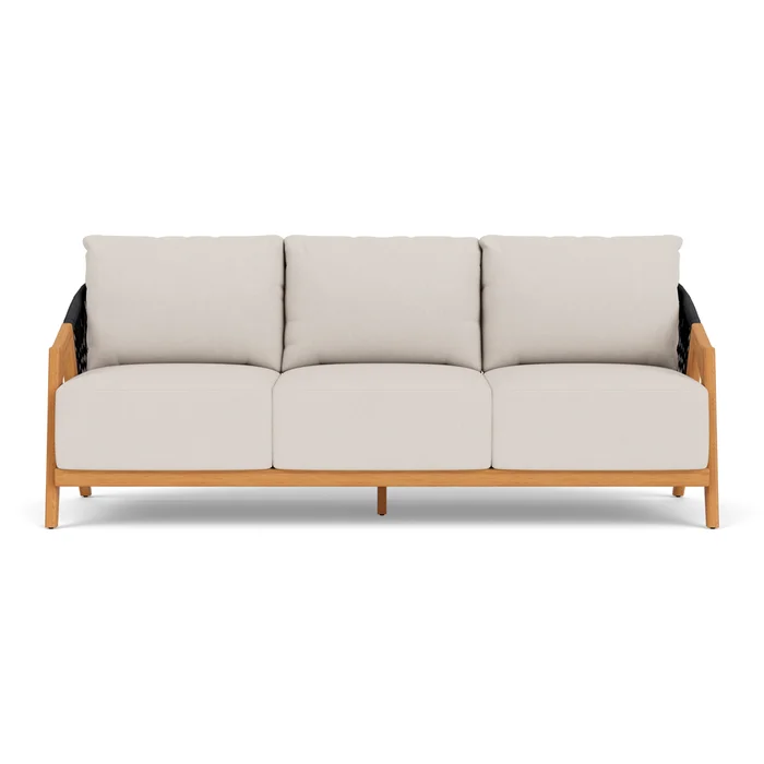alpine sofa in natural teak finish with canvas canvas fabric grade a