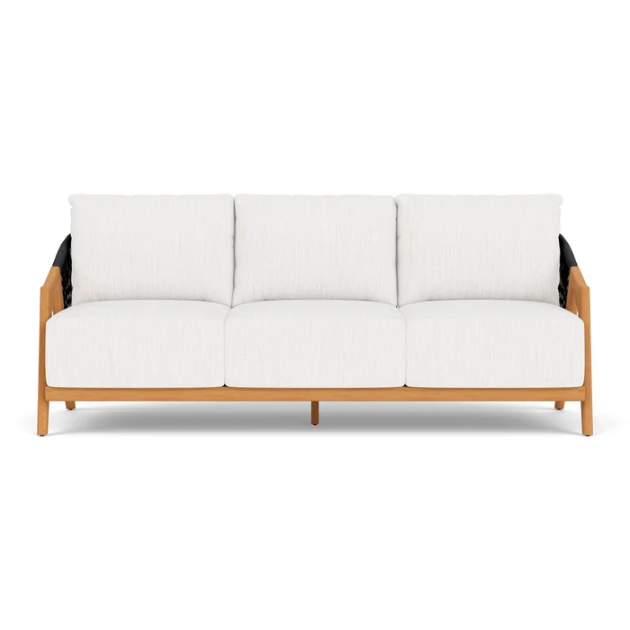 alpine sofa in natural teak finish with friendly natural fabric grade b