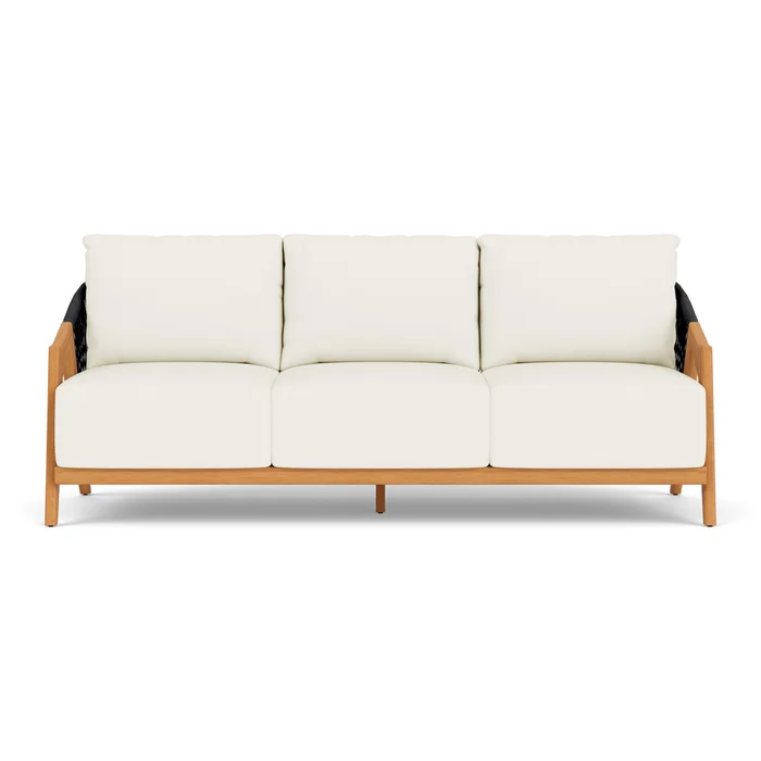 alpine sofa in natural teak finish with sailcloth salt fabric grade c