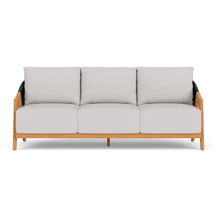 alpine sofa in natural teak finish with sailcloth seagull fabric grade c