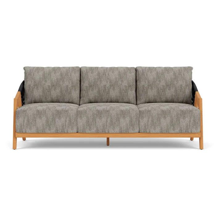 alpine sofa in natural teak finish with surface slate fabric grade c