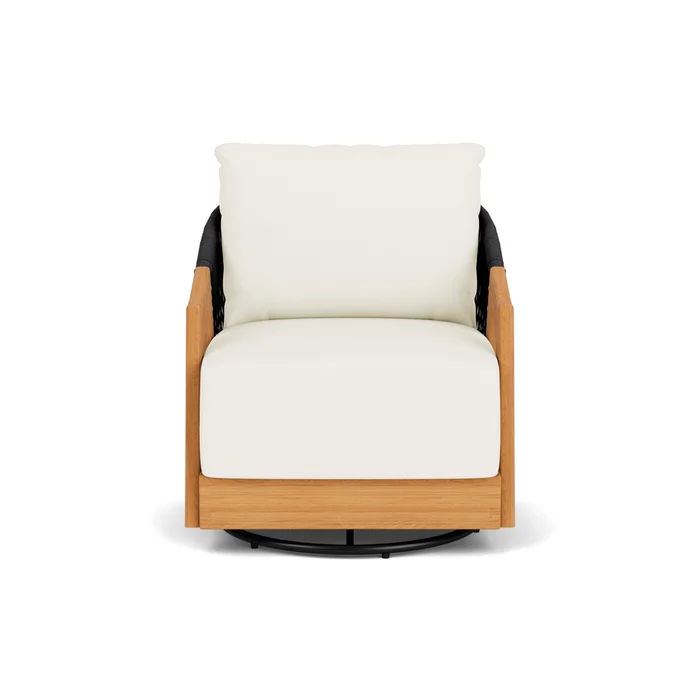 alpine swivel lounge chair in natural teak finish with sailcloth salt fabric grade c