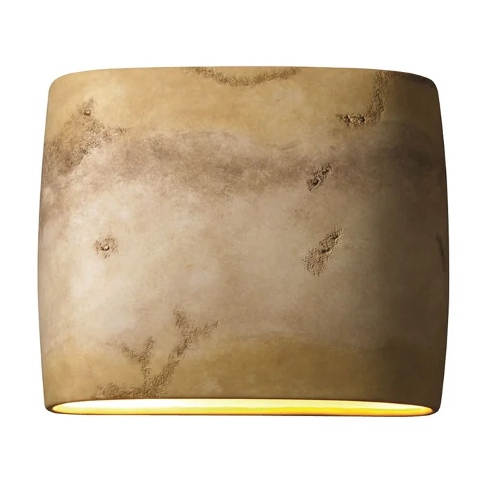 Ambiance Wide Outdoor LED Oval Wall Sconce – Greco Travertine – CER-8855W-TRAG