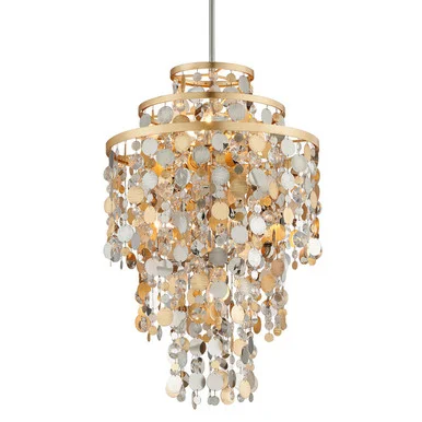 Ambrosia Seven Light Chandelier in Gold Silver Leaf & Stainless (68|215-47)