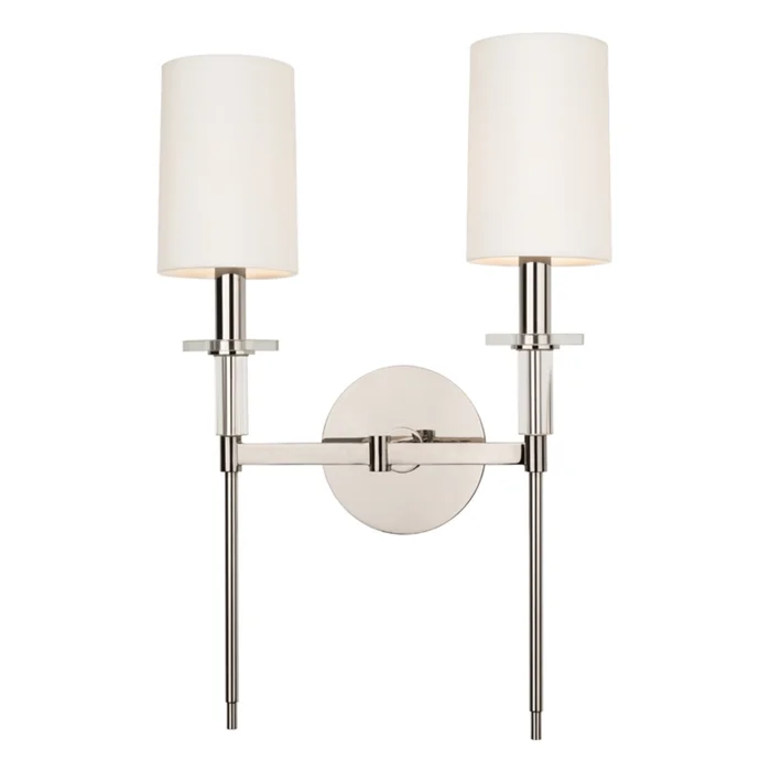Amherst 2-Light Wall Sconce in Polished Nickel 13L x 13W x 18.75H