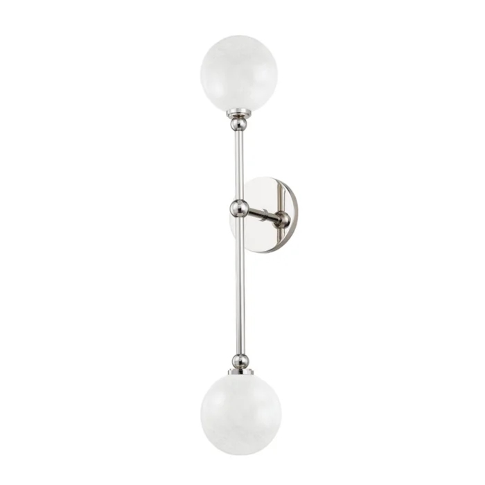 Andrews 2-Light Wall Sconce in Polished Nickel 4.75L x 4.75W x 24H