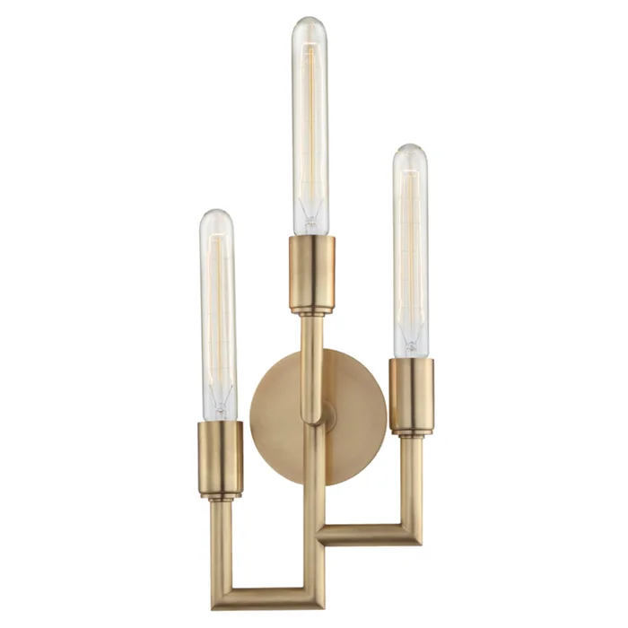 Angler 3-Light Wall Sconce in Aged Brass 7.75L x 7.75W x 20H