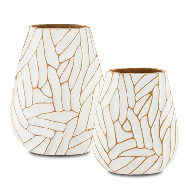 Anika Collection Vase in White/Gold (142|1200-0496)
