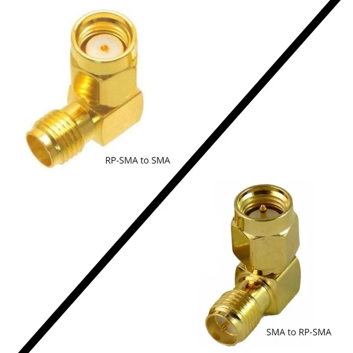Antenna Adapters (90-Degree / RP-SMA Male to SMA Female or SMA Male to RP-SMA Female)