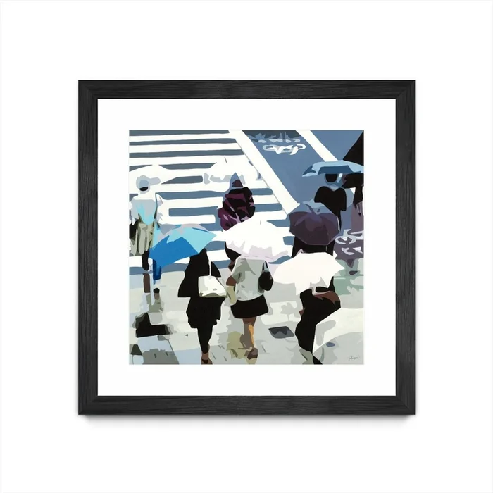 April Showers Matted and Framed Black 36×36 Wall Art|uvre dart murale encadre noire et mate April Showers 36×36