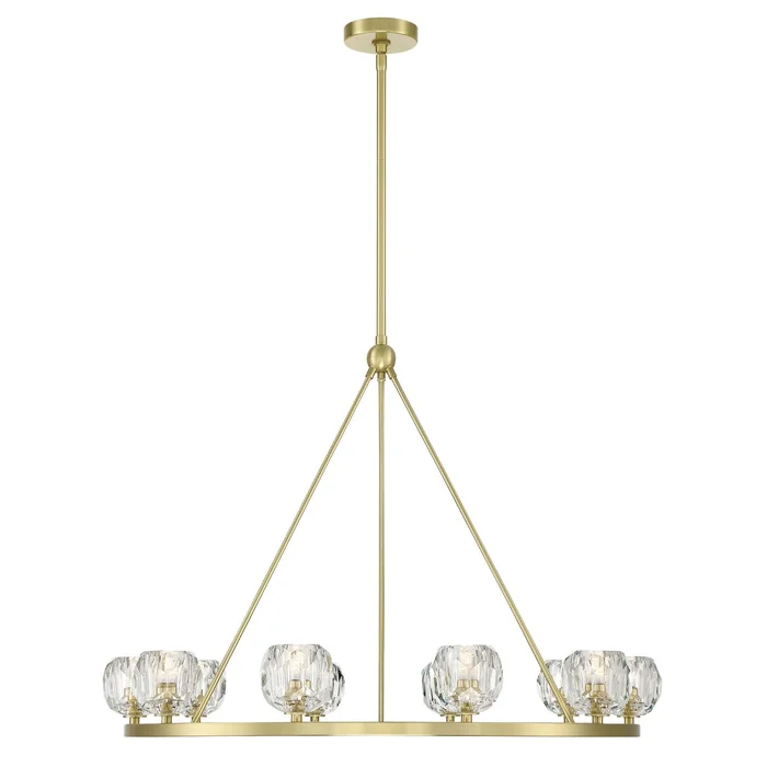 Aragon 10 Light LED Soft Brass Chandelier Faceted Cut Crystal 36″W x 26″H x 36″D