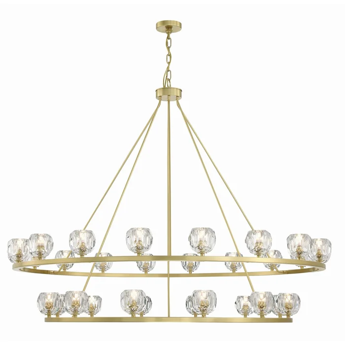 Aragon 30 Light LED Soft Brass Chandelier Faceted Cut Crystal 60″W x 46″H x 60″D