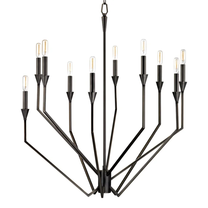 Archie 10-Light Chandelier in Old Bronze 30L x 30W x 35.75H