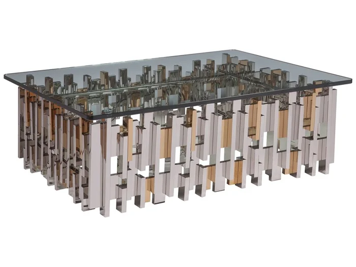 Aristica Home Signature Designs Cityscape Rectangular Cocktail Table in Warm Brass 2041-945C