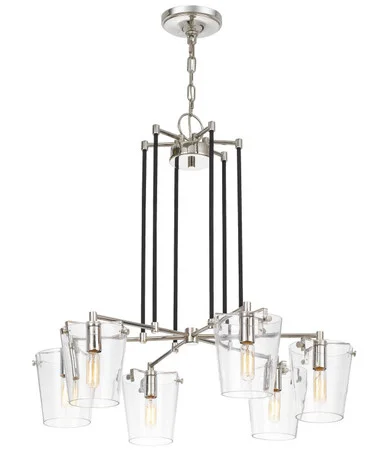 Arlo Six Light Chandelier in Black/Polished Nickel (137|351C06BLPN)