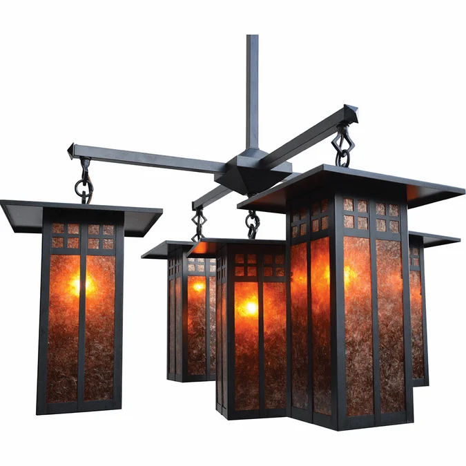 Arroyo Craftsman GCH-9L/4-1 Glasgow Craftsman 5 Light Long Body Chandelier – 33.375 inches wide
