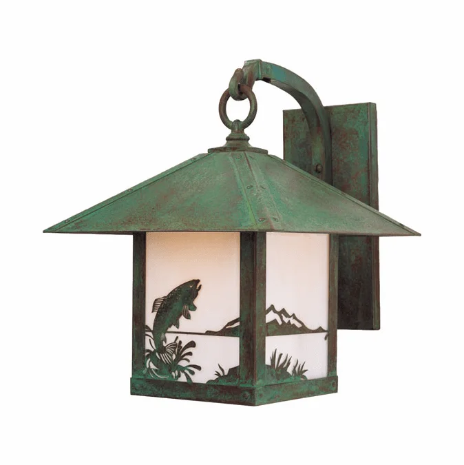 Arroyo Craftsman TRB-16TR Timber Ridge 16 inch Outdoor Wall Sconce with Trout Filigree