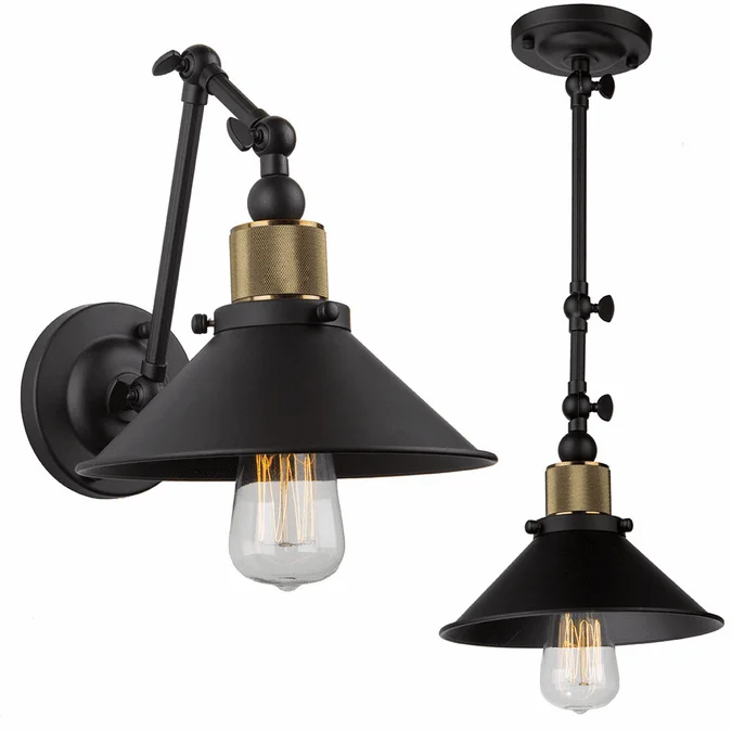 Artcraft AC10590VB Jersey Modern Vintage Brass Wall Swing Arm Lamp / Ceiling Pendant Light