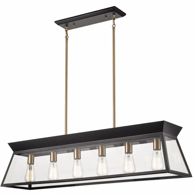 Artcraft AC11854BK Lucian Modern Black and Brushed Brass LED Island Light Fixture