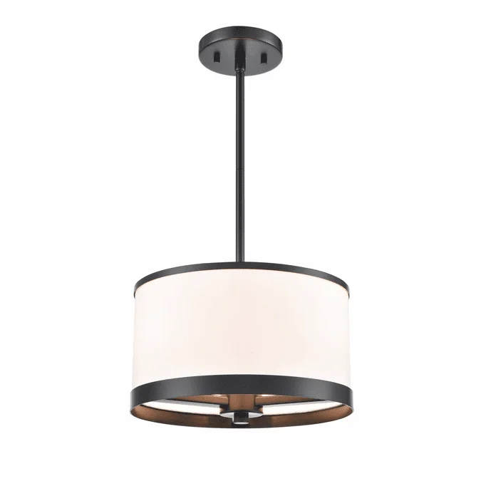 Artcraft AC12161BK High Street Contemporary Black Drum Ceiling Pendant Light