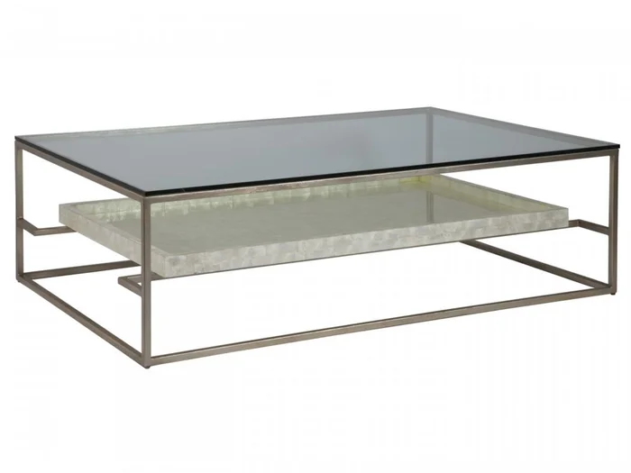 Artistica Home Signature Designs Cumulus Capiz Large Rectangular Cocktail Table in Champagne Foil 2156-949C