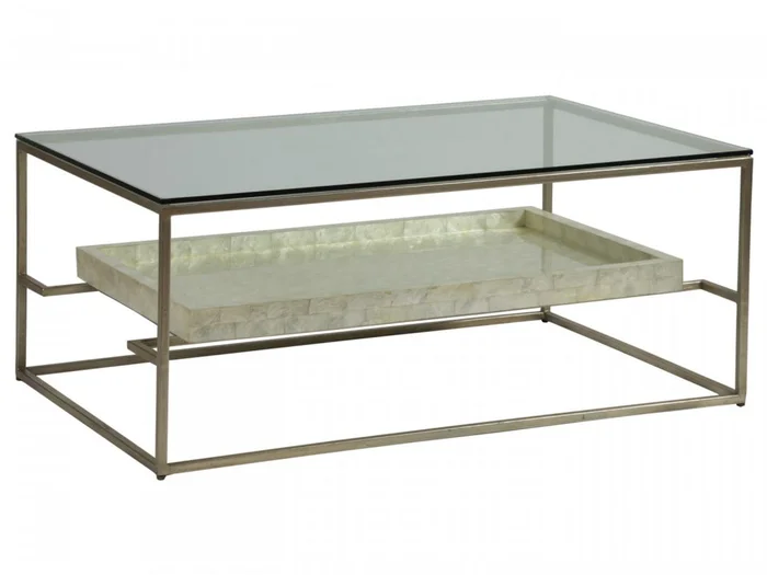 Artistica Home Signature Designs Cumulus Capiz Rectangular Cocktail Table in Champagne Foil 2156-945C