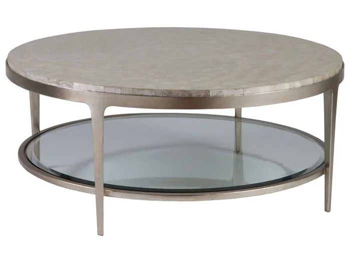 Artistica Home Signature Designs Gravitas Round Cocktail Table in Champagne Foil 2050-943C