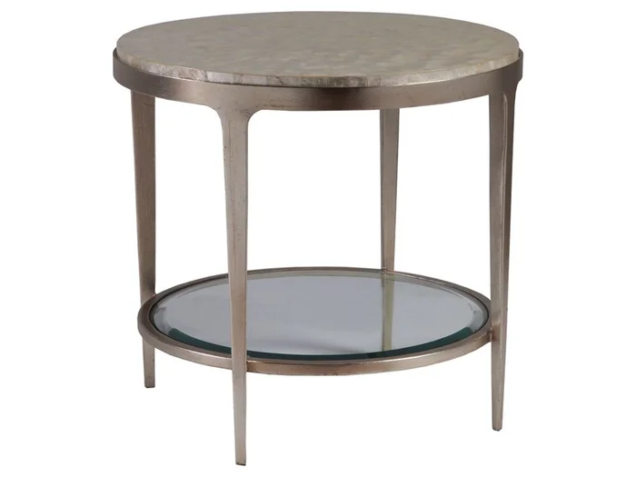 Artistica Home Signature Designs Gravitas Round End Table in Champagne Foil 2050-953C