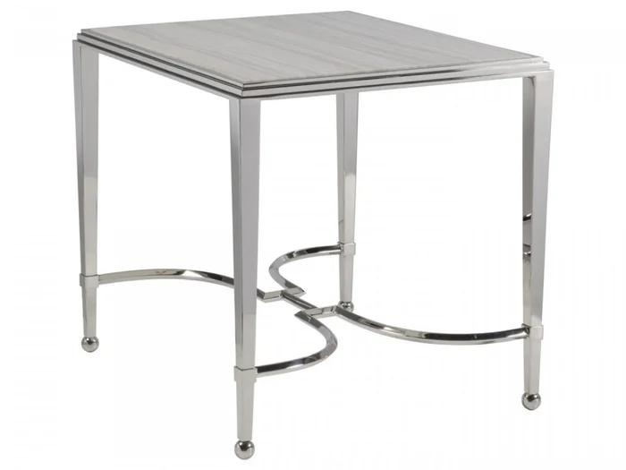 Artistica Home Signature Designs Sangiovese Rectangular End Table with Metal Top in Stainless Steel 2112-959 CLOSEOUT