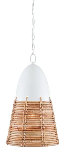 Arundo Pendant One Light Pendant in Gesso White/Natural Rattan (142|9000-0840)