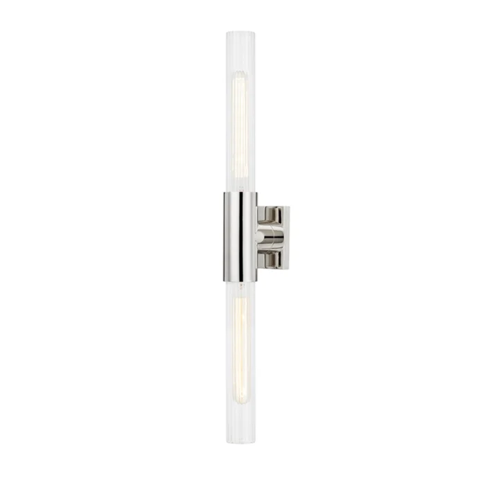 Asher 2-Light Wall Sconce in Polished Nickel 4.25L x 4.25W x 27.5H