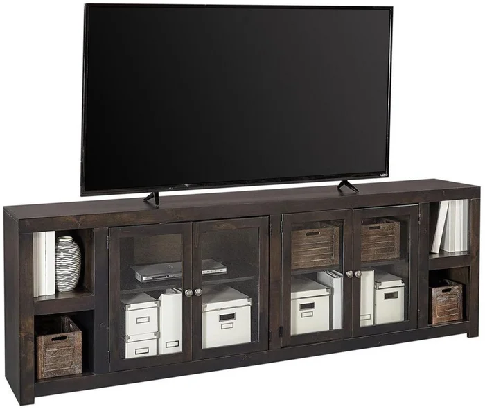 Aspenhome Avery Loft 97″ Console w/ 4 Doors in Ghost Black DY1270-GHT
