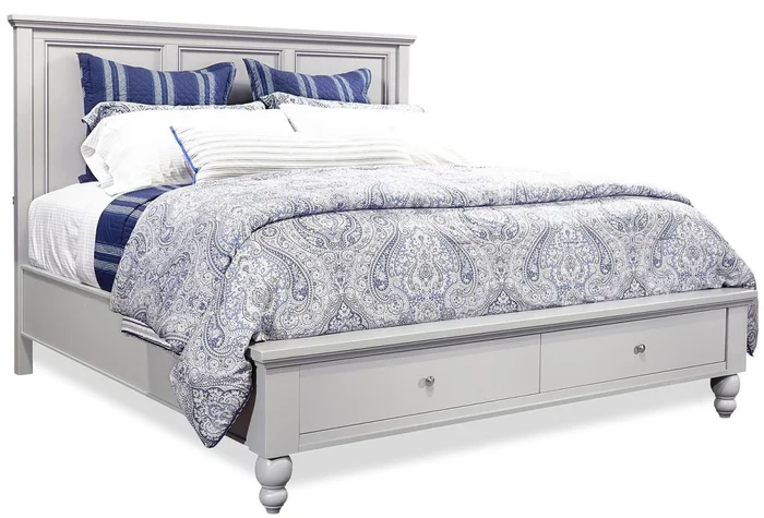 Aspenhome Cambridge Queen Panel Storage Bed in Grey EST SHIP TIME IS 2 WEEKS